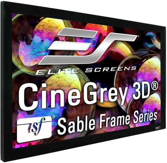 Elite Screens 110 inch 16:9 4K/8K CLR and ALR Projector Screen ISF Material, Standard Throw Fixed Frame Projection Screen Grey, Indoor Movie Screen Home Theater - Sable Frame CineGrey 3D, ER110DHD3