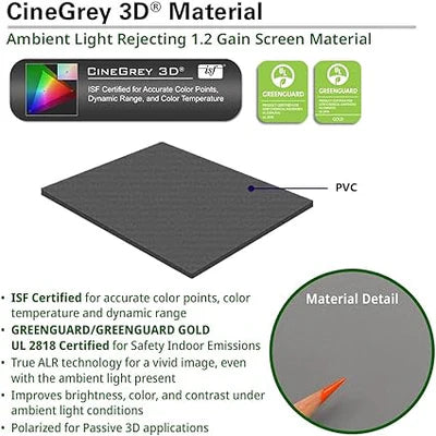 Elite Screens 110 inch 16:9 4K/8K CLR and ALR Projector Screen ISF Material, Standard Throw Fixed Frame Projection Screen Grey, Indoor Movie Screen Home Theater - Sable Frame CineGrey 3D, ER110DHD3
