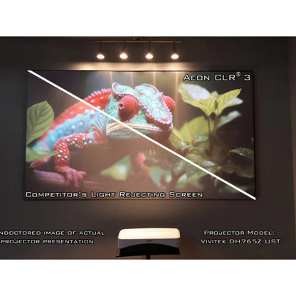 Elite Screens 115 inch UST ALR Projector Screen 16:9 4K 90% Ceiling Ambient Light Rejecting Edge Free Fixed Frame Grey Projector Screen Indoor Movie Screen Home Theater - Aeon CLR 3 AR115H-CLR3