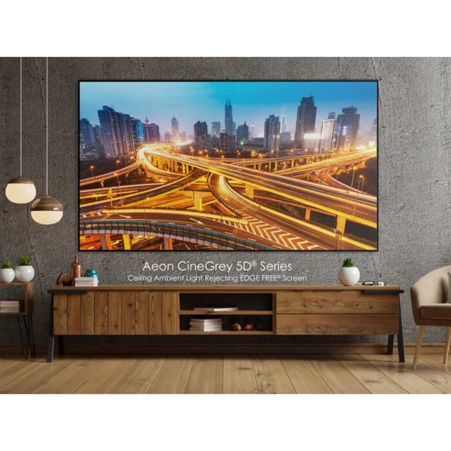 Elite Screens Aeon CineGrey 5D 165 inch Diag. 16:9, Edge Free Ceiling Light Rejecting and Ambient Light Rejecting (CLR/ALR) Fixed Frame Projection Projector Screen for Movie Home Theater, AR165DHD5