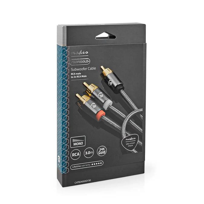 Nedis Subwoofer Cable RCA Male - 2x RCA Male - Gold Plated - 3M