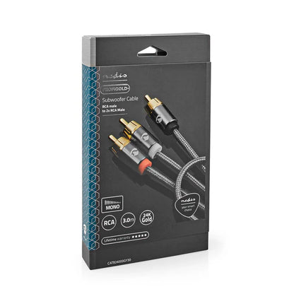 Nedis Subwoofer Cable RCA Male - 2x RCA Male - Gold Plated - 3M