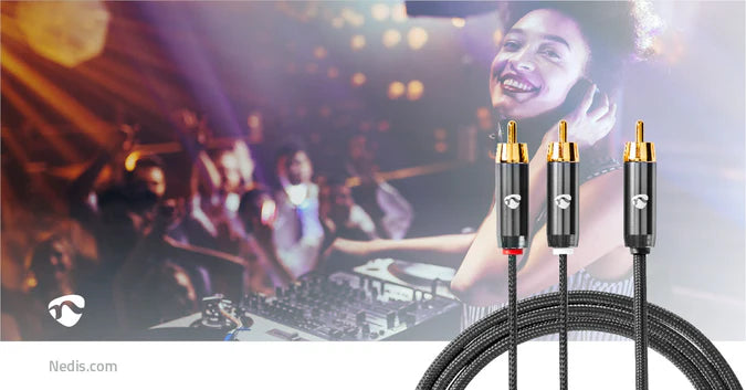 Nedis Subwoofer Cable RCA Male - 2x RCA Male - Gold Plated - 3M