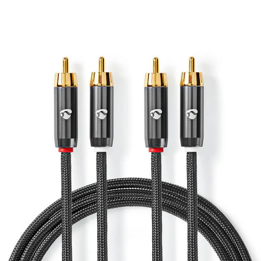 Nedis Stereo Audio Cable 2x RCA Male - 2x RCA Male - Gold Plated - 2.00 m