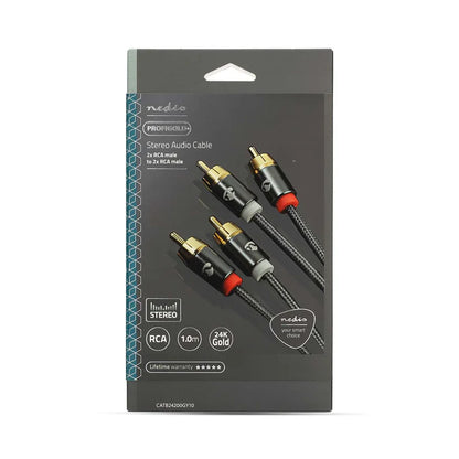 Nedis Stereo Audio Cable 2x RCA Male - 2x RCA Male - Gold Plated - 2.00 m