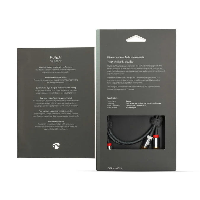 Nedis Stereo Audio Cable 2x RCA Gold Plated 5m