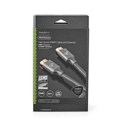 Nedis High Speed HDMI™ Cable with Ethernet HDMI™ Connector - HDMI™ Connector - 4K@60Hz - 3.00 m