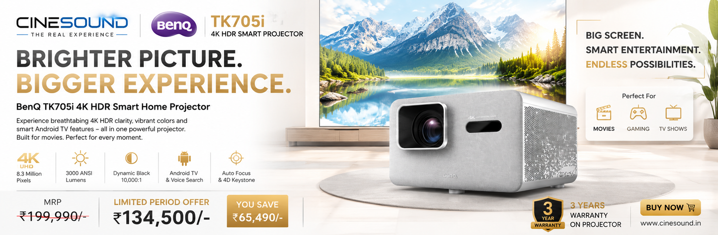 BenQ TK705i - 4LED 4K UHD Smart Home Cinema Projector with 3300 lumens