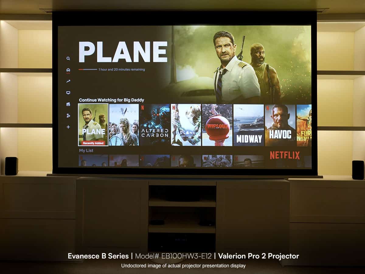 Elite Screens Electric Motorized In-Ceiling Projector Screen Evanesce B Series