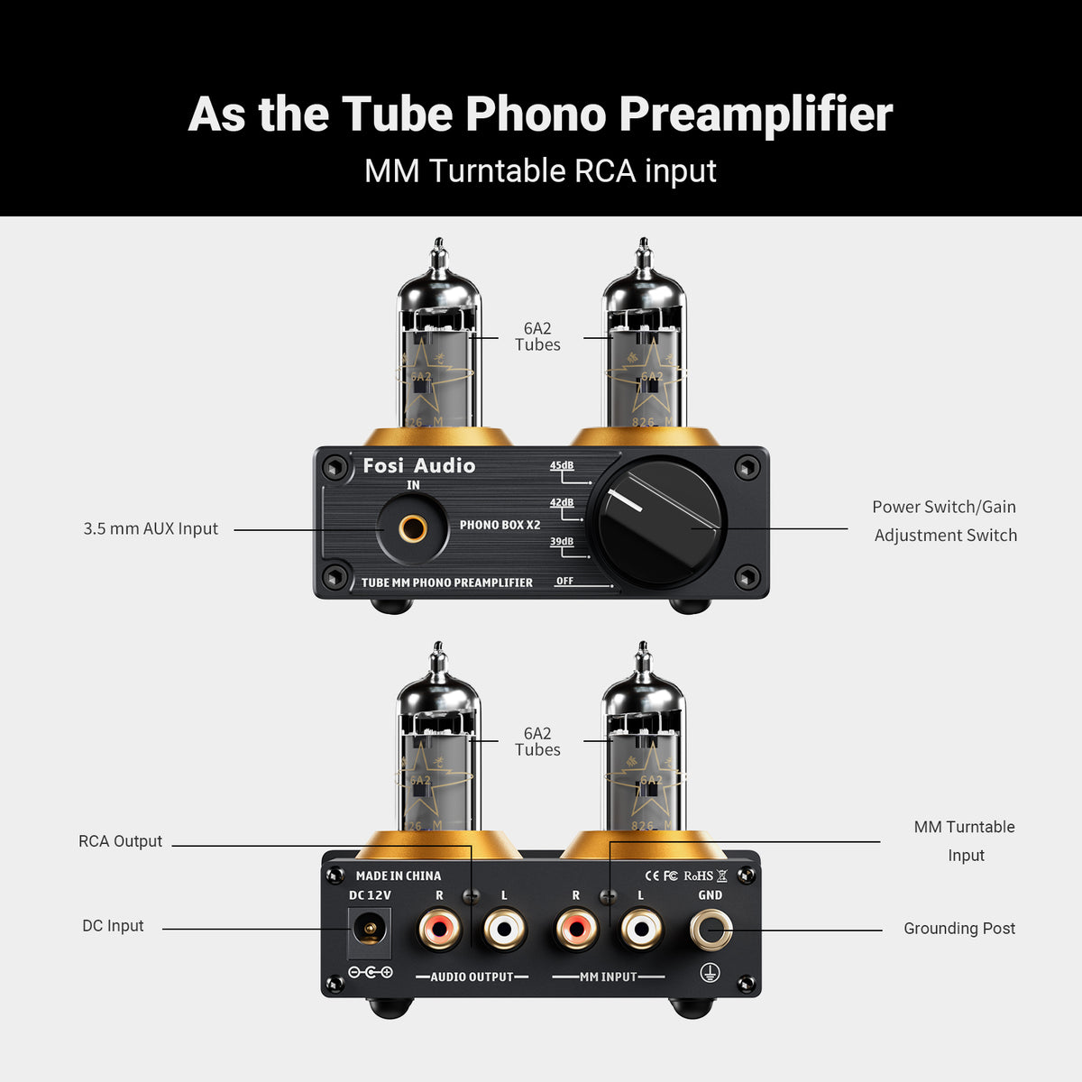 Fosi Audio Box X2 Phono Preamplifier