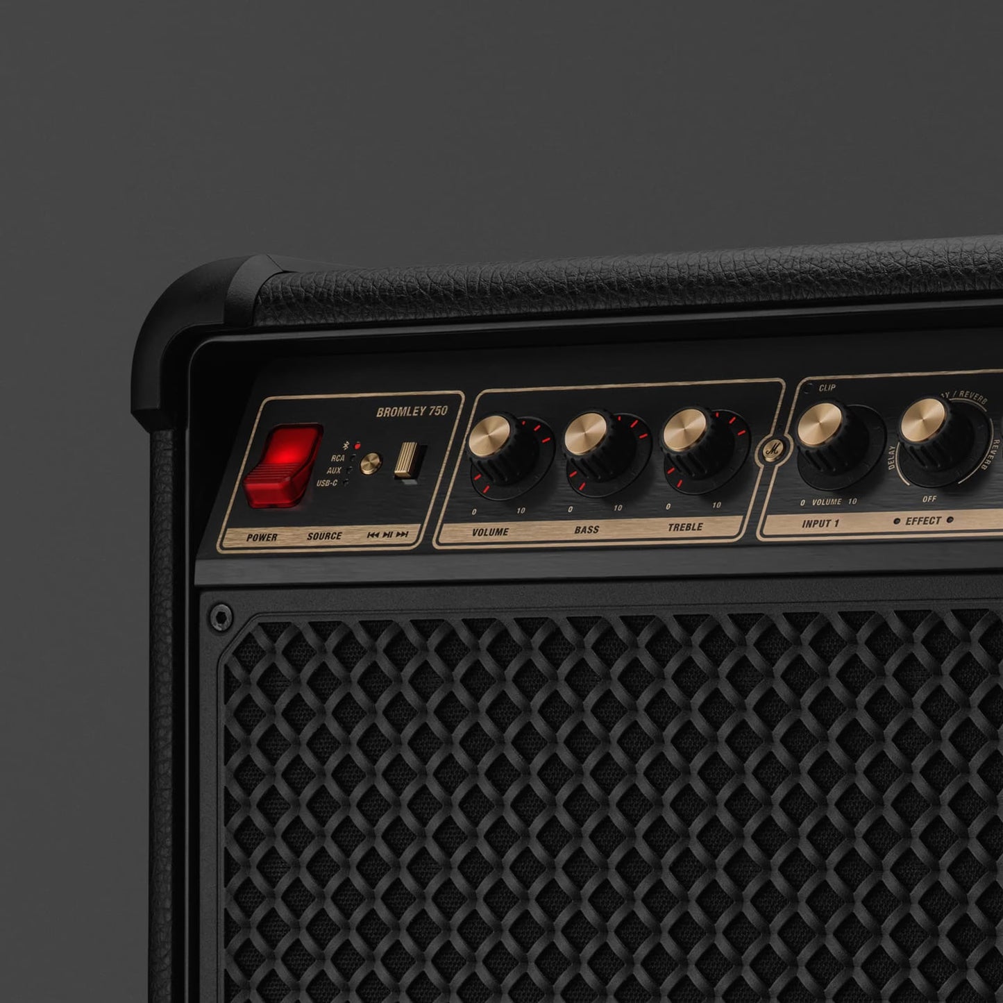 Marshall BROMLEY 750 442W Bluetooth Party Speaker (Integrated Stage Lights, Stereo Channel, Black & Brass)