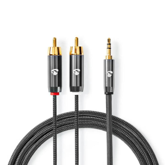 Nedis Stereo Audio Cable 3.5 mm Male - 2x RCA Male - Gold Plated - 2.00 m