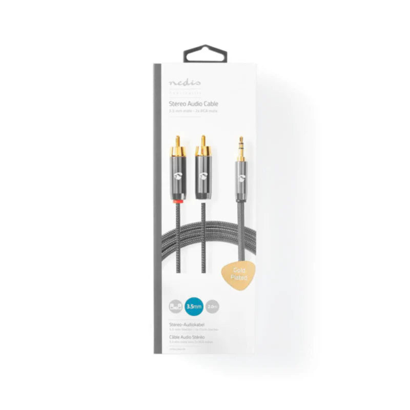 Nedis Stereo Audio Cable 3.5 mm Male - 2x RCA Male - Gold Plated - 2.00 m