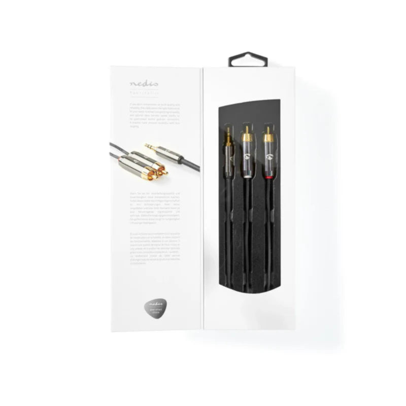 Nedis Stereo Audio Cable 3.5 mm Male - 2x RCA Male - Gold Plated - 2.00 m