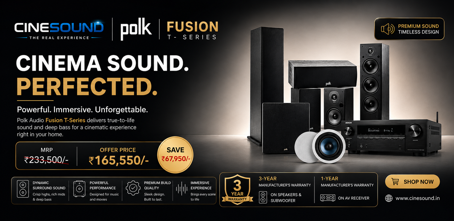 Polk Audio Fusion T- Series T50 Package with Polk Audio RC60i In-Ceiling Speaker + Denon AVR-X1800H 8K AV Receiver (5.1.2 Home Theatre Bundle Package)