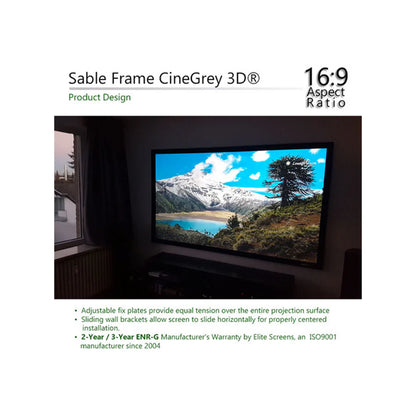 Elite Screens ER100DHD3 - 100 Inches Sable Frame 3D Ambient Light Rejection (ALR) 4K/8K UHD Fixed Frame Home Theatre Projection Screen (16:9)