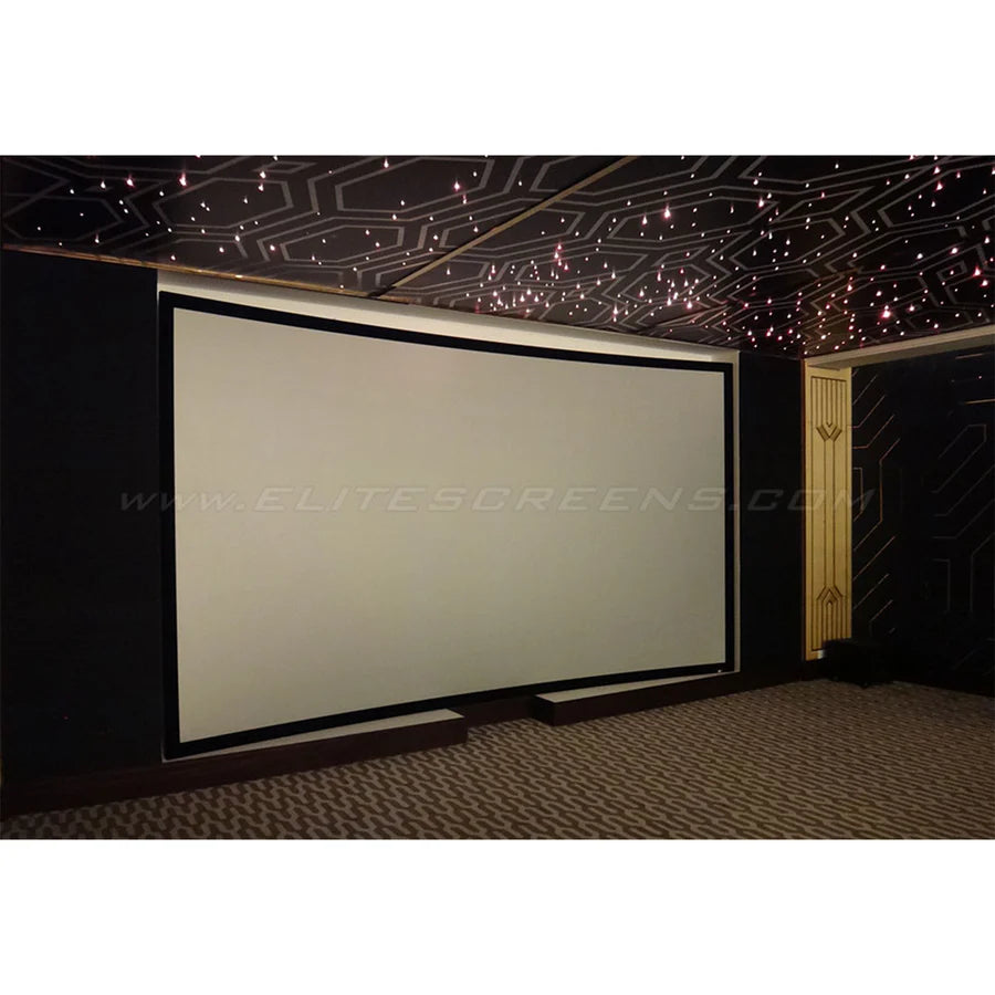 Elite Screens CURVE92WH1 - 92 Inches Lunette 2 Curved Frame4K/8K UHD Fixed Frame Home Theatre Curved Projection Screen - CineWhite (16:9)