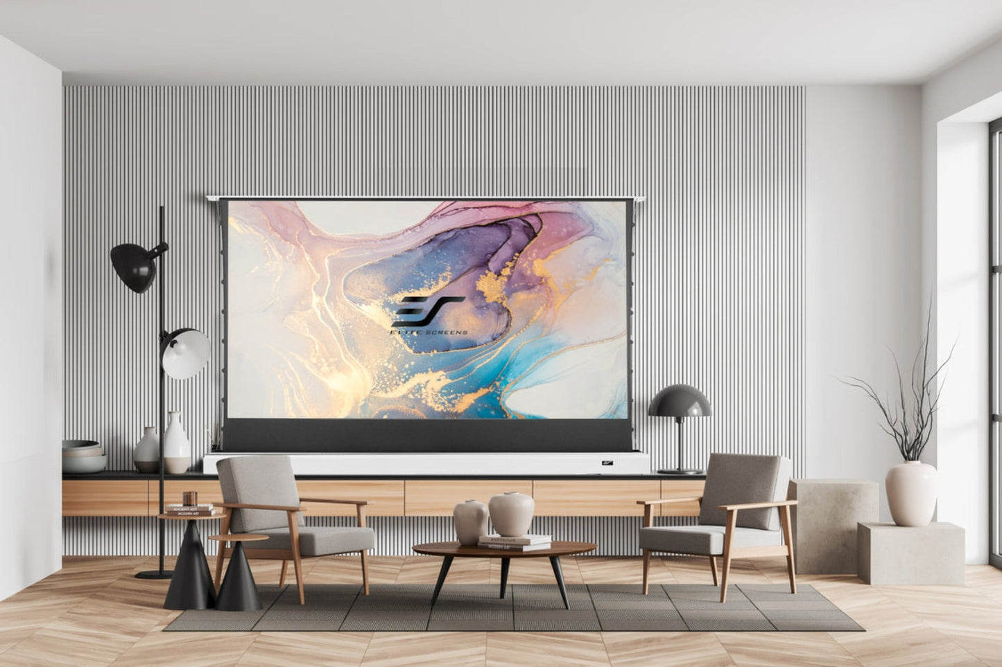 Elite Screens KESTREL TAB-TENSION FLOOR-UP 3 CineGrey 4D - ELECTRIC PROJECTION SCREENS
