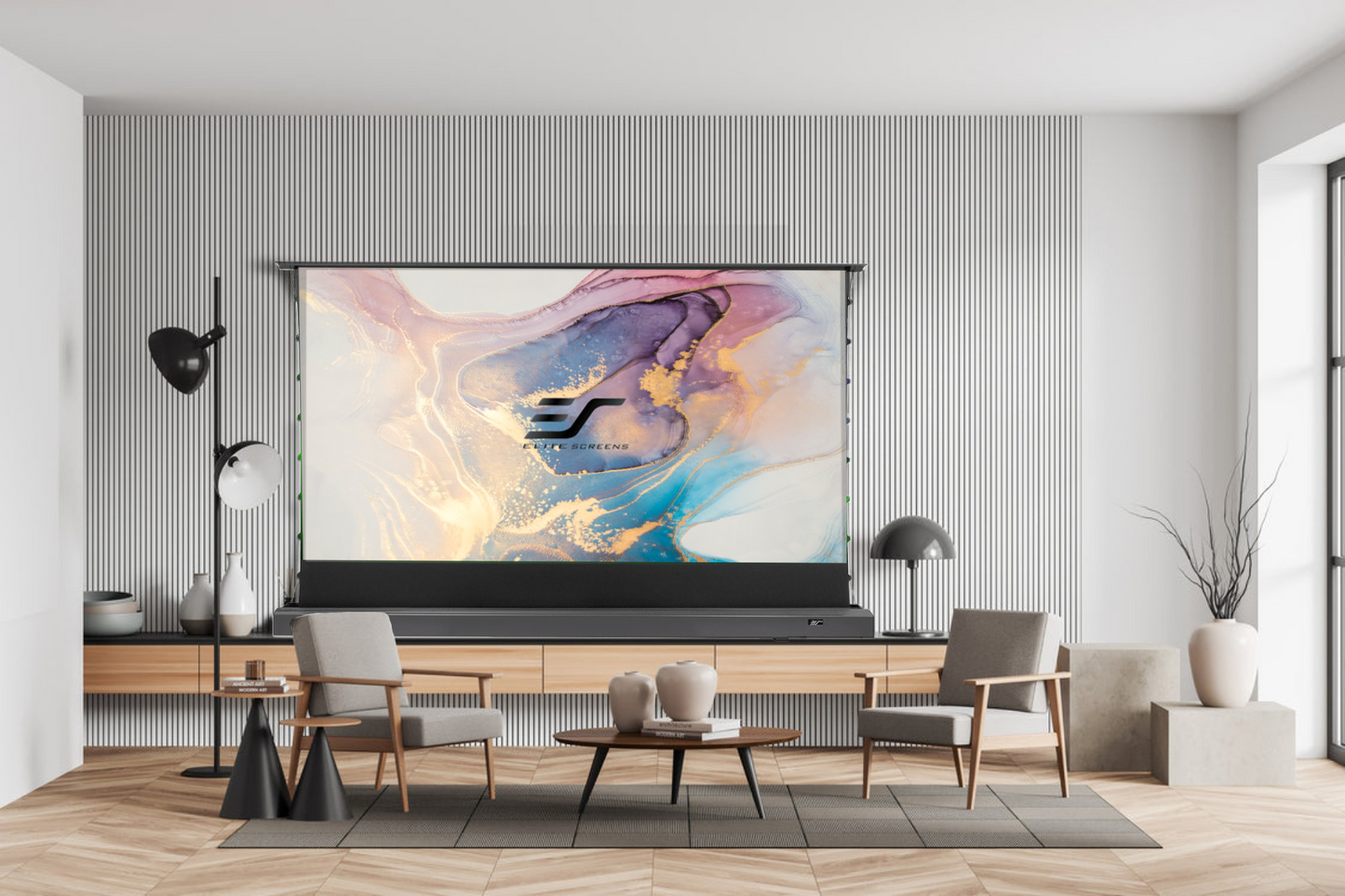 Elite Screens KESTREL TAB-TENSION FLOOR-UP 3 CineGrey 4D - ELECTRIC PROJECTION SCREENS