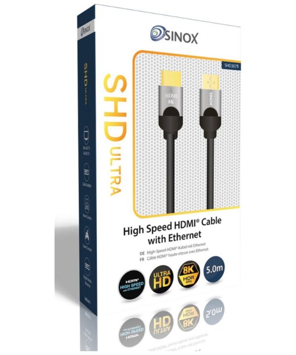 Sinox SHD Ultra HDMI Cable - Version 2.1 (8K 60Hz + HDR) 5m