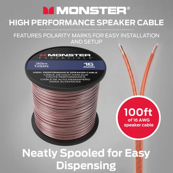 Monster Cable CI 16-2 W 1000 Contractor Series 16-Gauge Speaker Cable ( 300 Meters Spool / 1000 Feet)