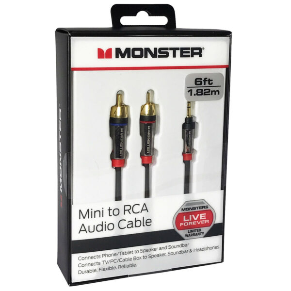 Monster Cable MusicConnect 1/8" Stereo Mini Male to 2 RCA Male Cable - 7'